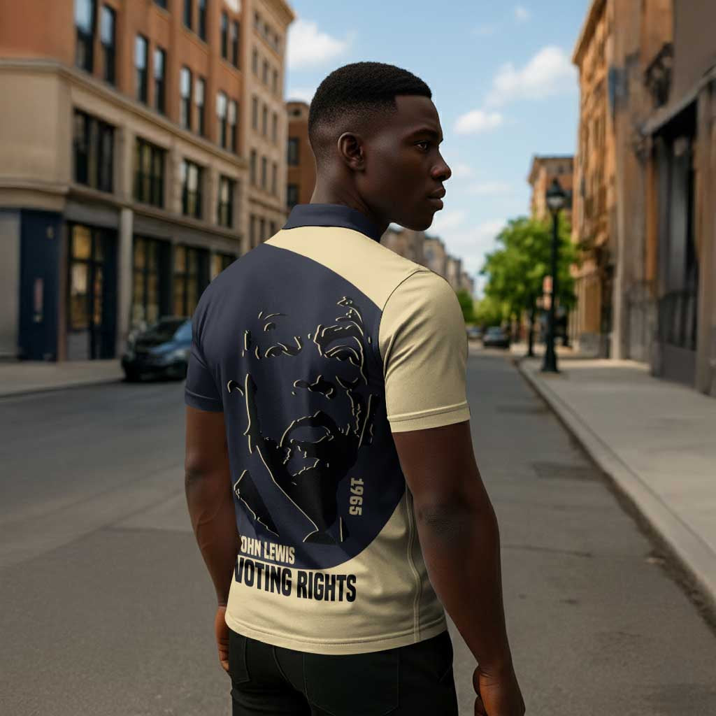 John Lewis Zipper Polo Shirt with Selma Bridge Graphic Civil Rights and Voting Rights Tribute - Wonder Print Shop