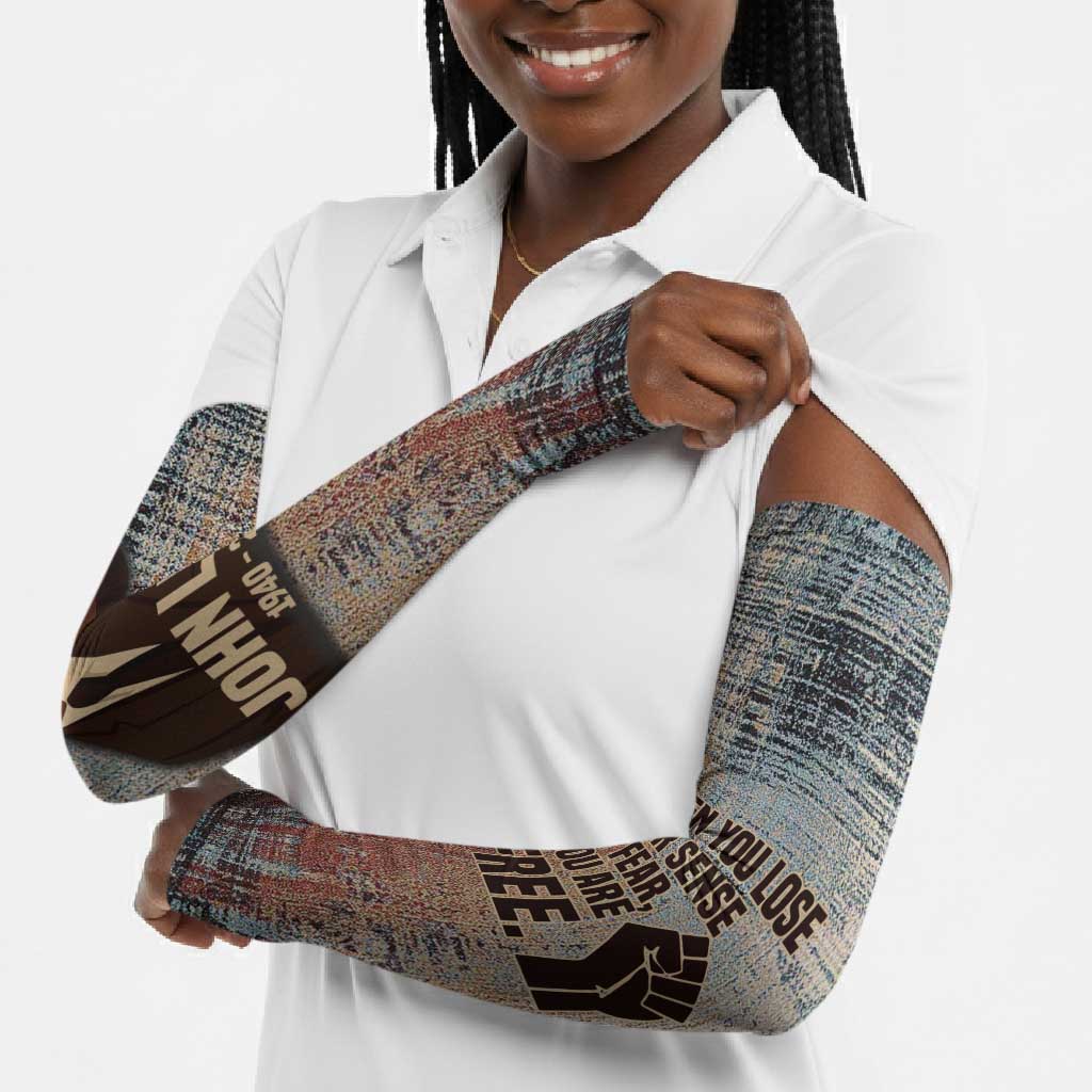 John Lewis Arm Sleeves with Freedom Quote Graphic Civil Rights and Legacy Tribute - Wonder Print Shop