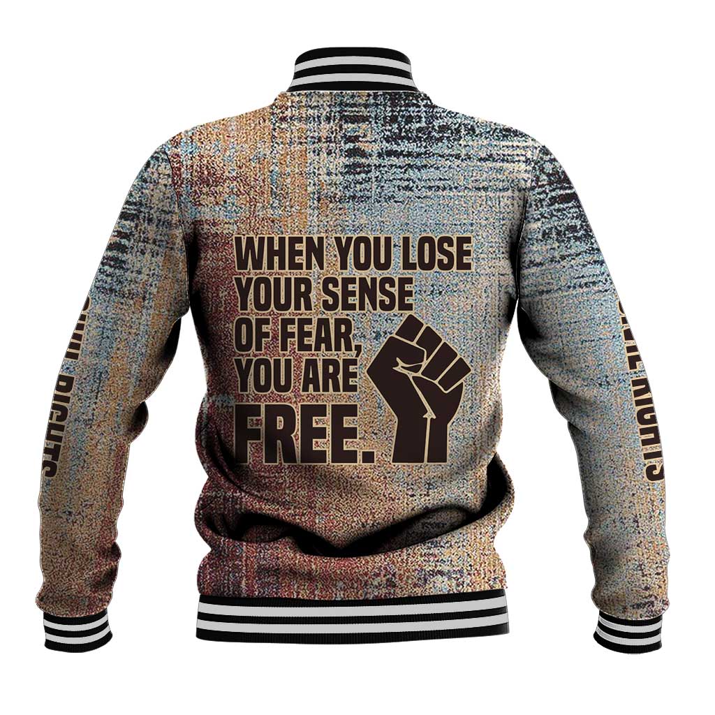 John Lewis Baseball Jacket with Freedom Quote Graphic Civil Rights and Legacy Tribute - Wonder Print Shop