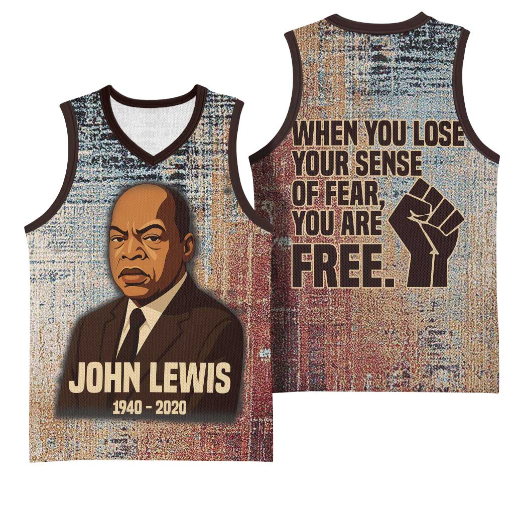 John Lewis Basketball Jersey with Freedom Quote Graphic Civil Rights and Legacy Tribute - Wonder Print Shop