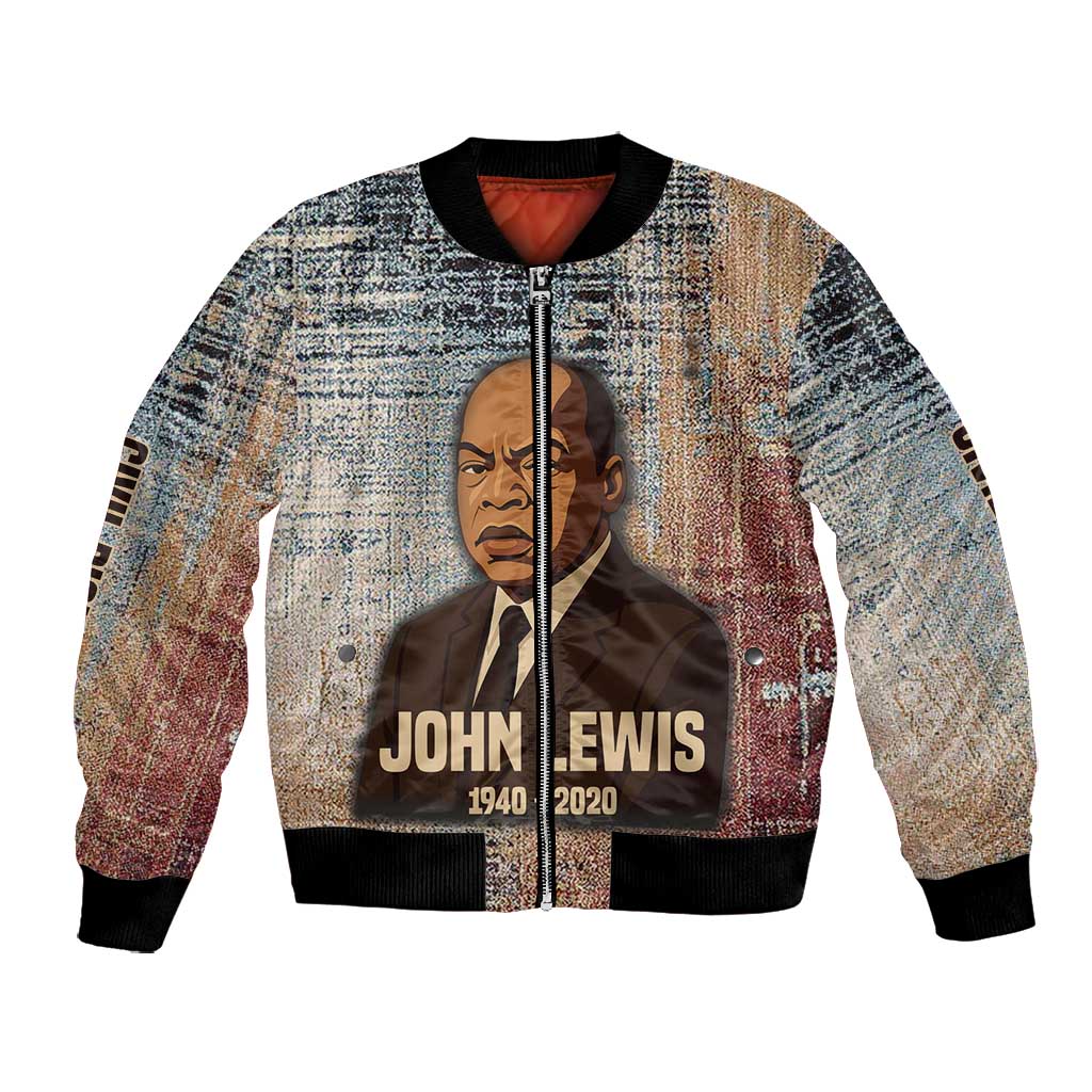 John Lewis Bomber Jacket with Freedom Quote Graphic Civil Rights and Legacy Tribute - Wonder Print Shop