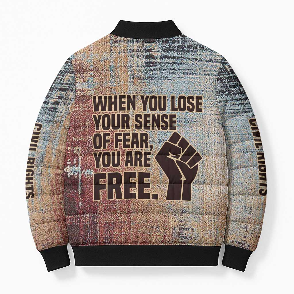 John Lewis Bomber Puffer Jacket with Freedom Quote Graphic Civil Rights and Legacy Tribute - Wonder Print Shop