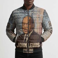 John Lewis Bomber Puffer Jacket with Freedom Quote Graphic Civil Rights and Legacy Tribute - Wonder Print Shop