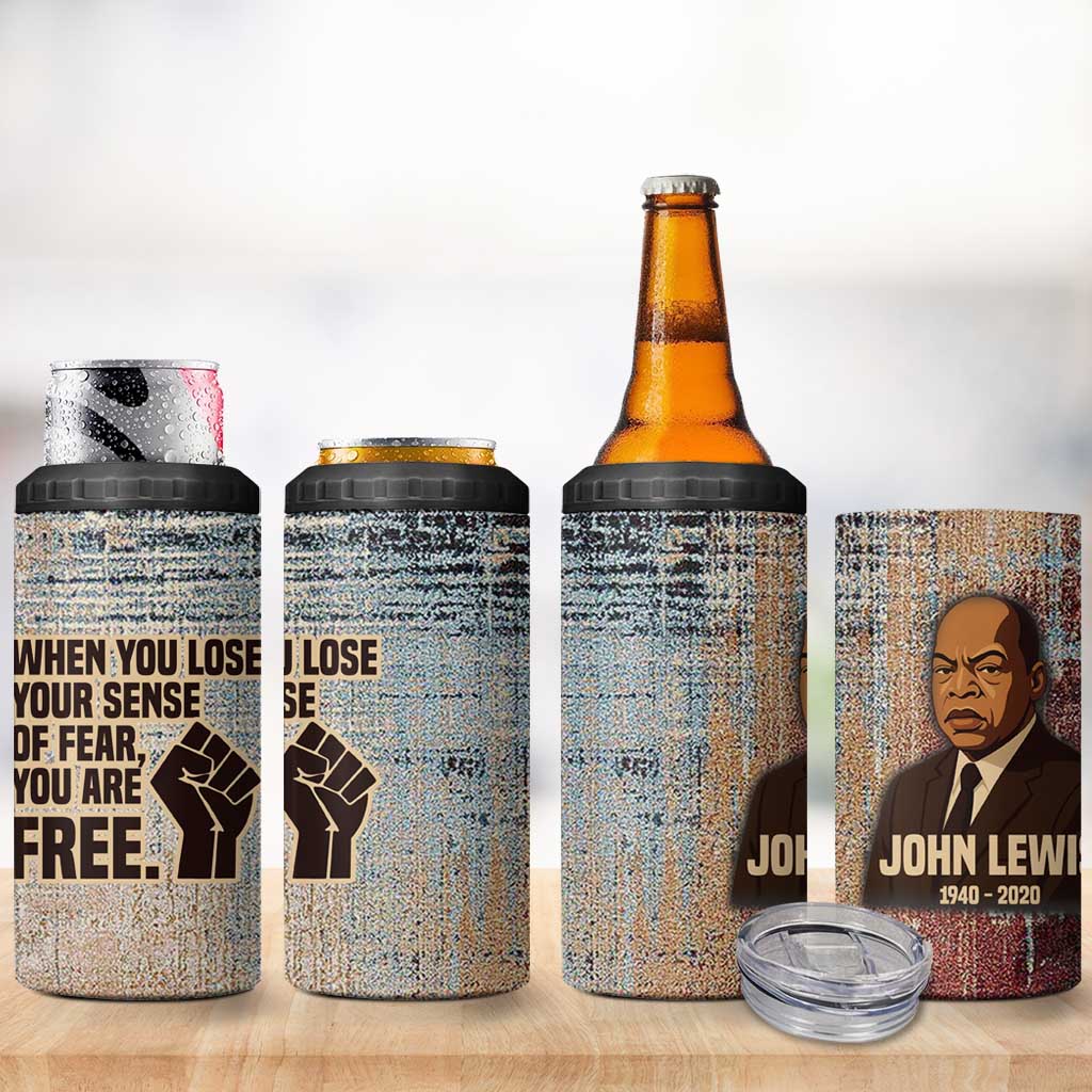 John Lewis 4 in 1 Can Cooler Tumbler with Freedom Quote Graphic Civil Rights and Legacy Tribute - Wonder Print Shop