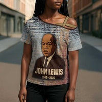 John Lewis Cross Shoulder Shirt with Freedom Quote Graphic Civil Rights and Legacy Tribute - Wonder Print Shop