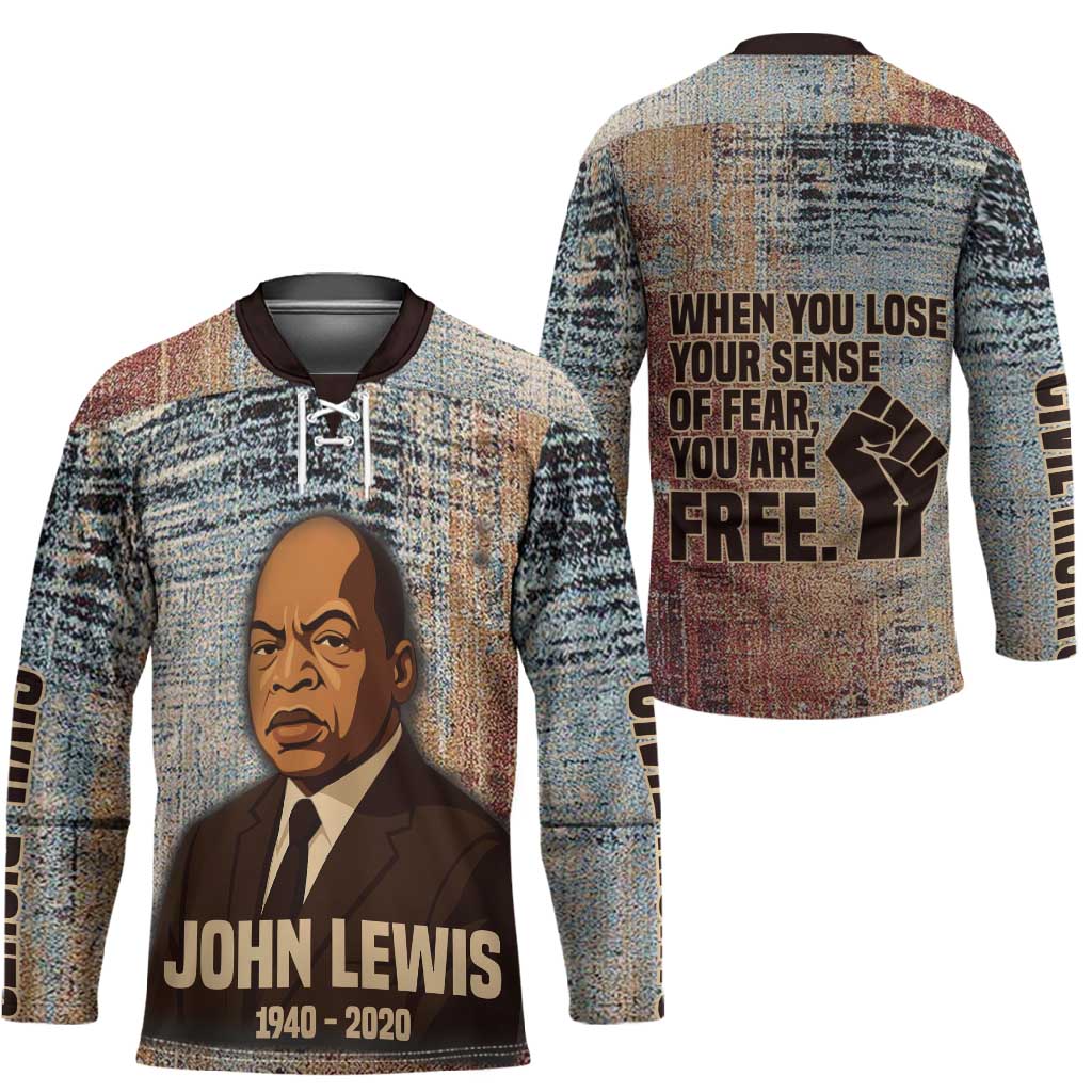 John Lewis Hockey Jersey with Freedom Quote Graphic Civil Rights and Legacy Tribute - Wonder Print Shop