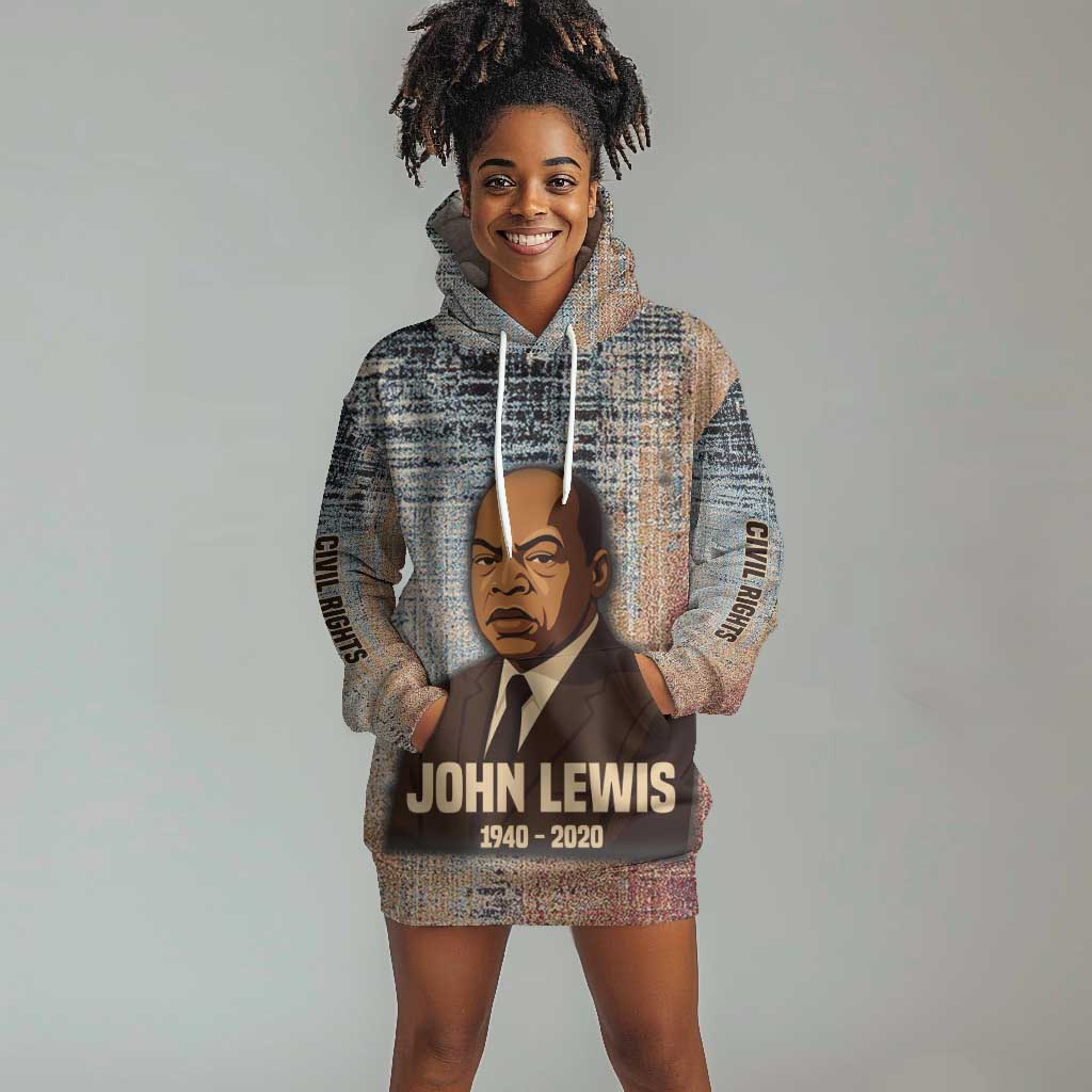 John Lewis Hoodie Dress with Freedom Quote Graphic Civil Rights and Legacy Tribute - Wonder Print Shop