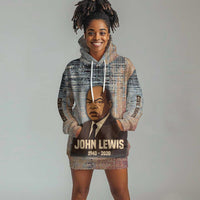 John Lewis Hoodie Dress with Freedom Quote Graphic Civil Rights and Legacy Tribute - Wonder Print Shop