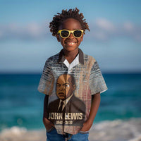 John Lewis Kid Hawaiian Shirt with Freedom Quote Graphic Civil Rights and Legacy Tribute - Wonder Print Shop