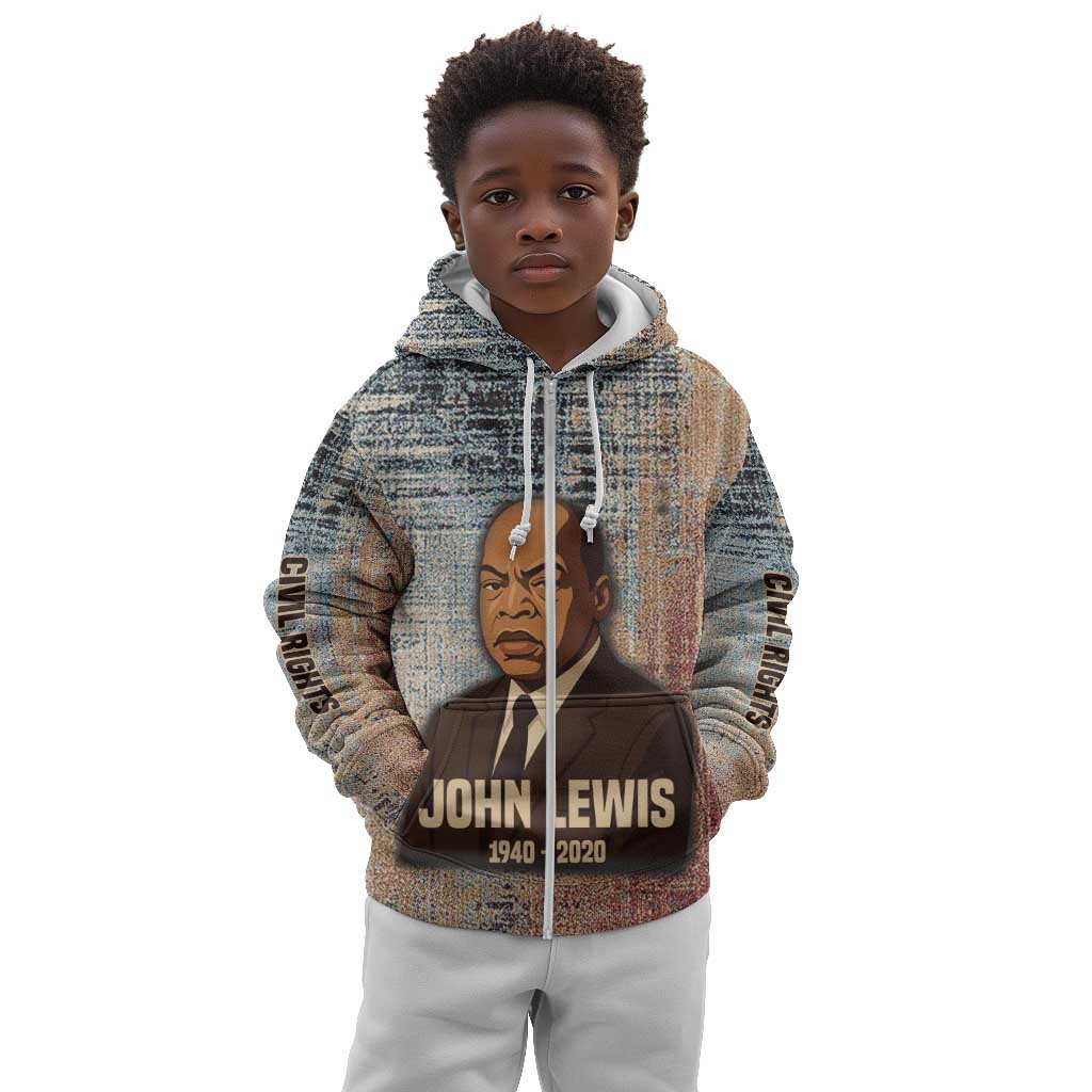John Lewis Kid Hoodie with Freedom Quote Graphic Civil Rights and Legacy Tribute - Wonder Print Shop