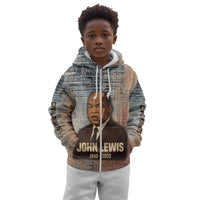 John Lewis Kid Hoodie with Freedom Quote Graphic Civil Rights and Legacy Tribute - Wonder Print Shop