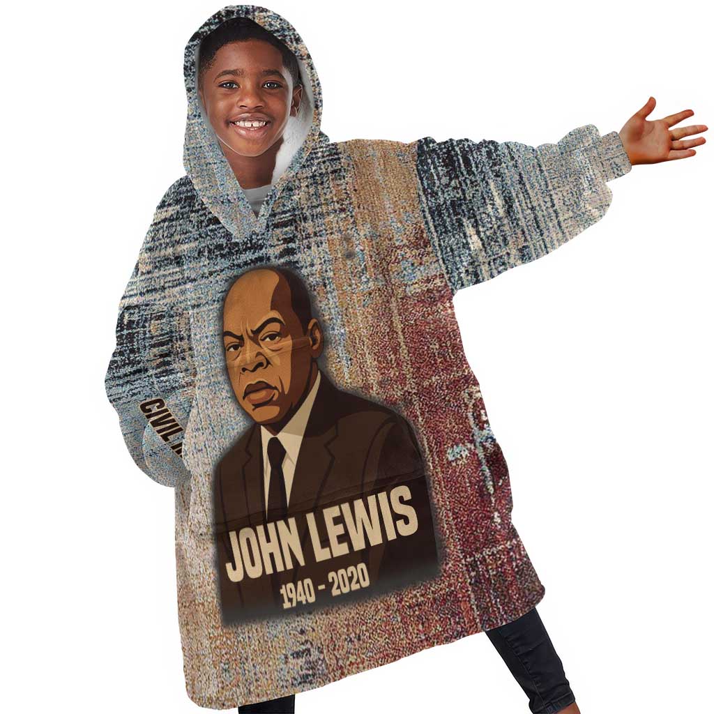 John Lewis Kid Wearable Blanket Hoodie with Freedom Quote Graphic Civil Rights and Legacy Tribute - Wonder Print Shop
