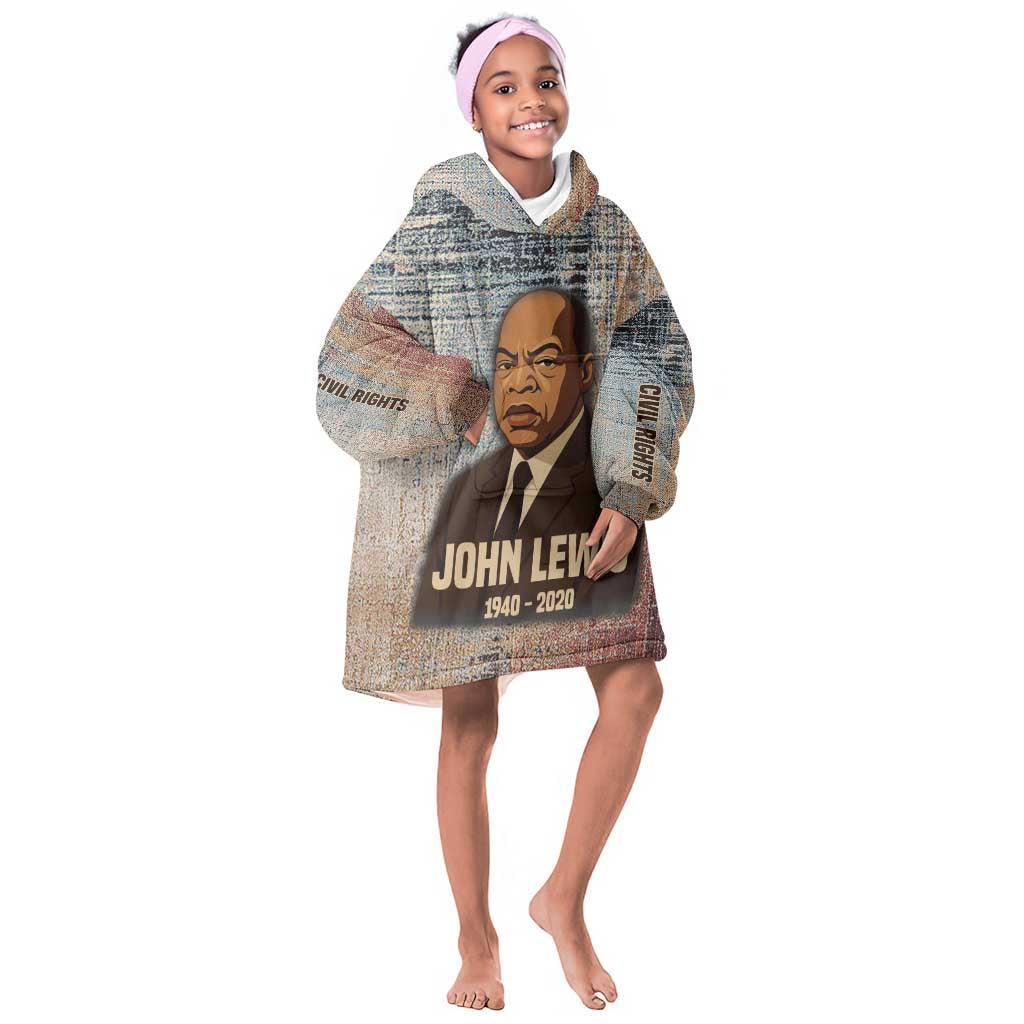 John Lewis Kid Wearable Blanket Hoodie with Freedom Quote Graphic Civil Rights and Legacy Tribute - Wonder Print Shop
