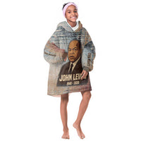 John Lewis Kid Wearable Blanket Hoodie with Freedom Quote Graphic Civil Rights and Legacy Tribute - Wonder Print Shop