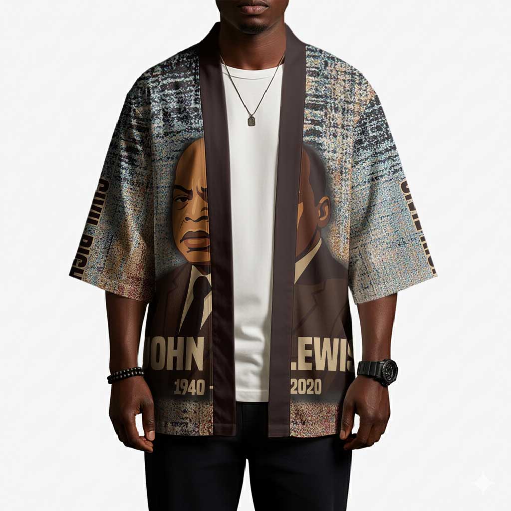 John Lewis Kimono with Freedom Quote Graphic Civil Rights and Legacy Tribute - Wonder Print Shop