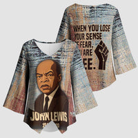 John Lewis Kimono Sleeve Blouse with Freedom Quote Graphic Civil Rights and Legacy Tribute - Wonder Print Shop