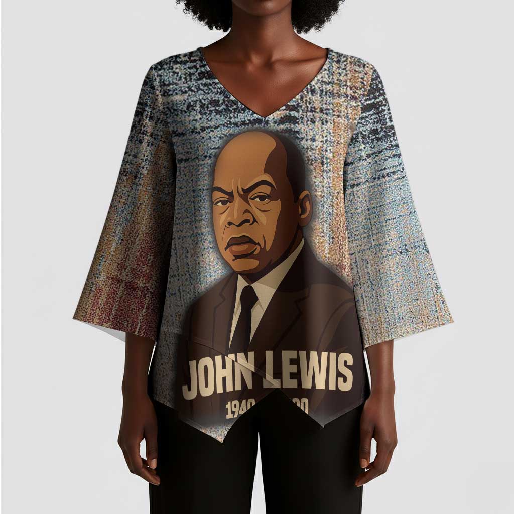 John Lewis Kimono Sleeve Blouse with Freedom Quote Graphic Civil Rights and Legacy Tribute - Wonder Print Shop