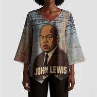 John Lewis Kimono Sleeve Blouse with Freedom Quote Graphic Civil Rights and Legacy Tribute - Wonder Print Shop
