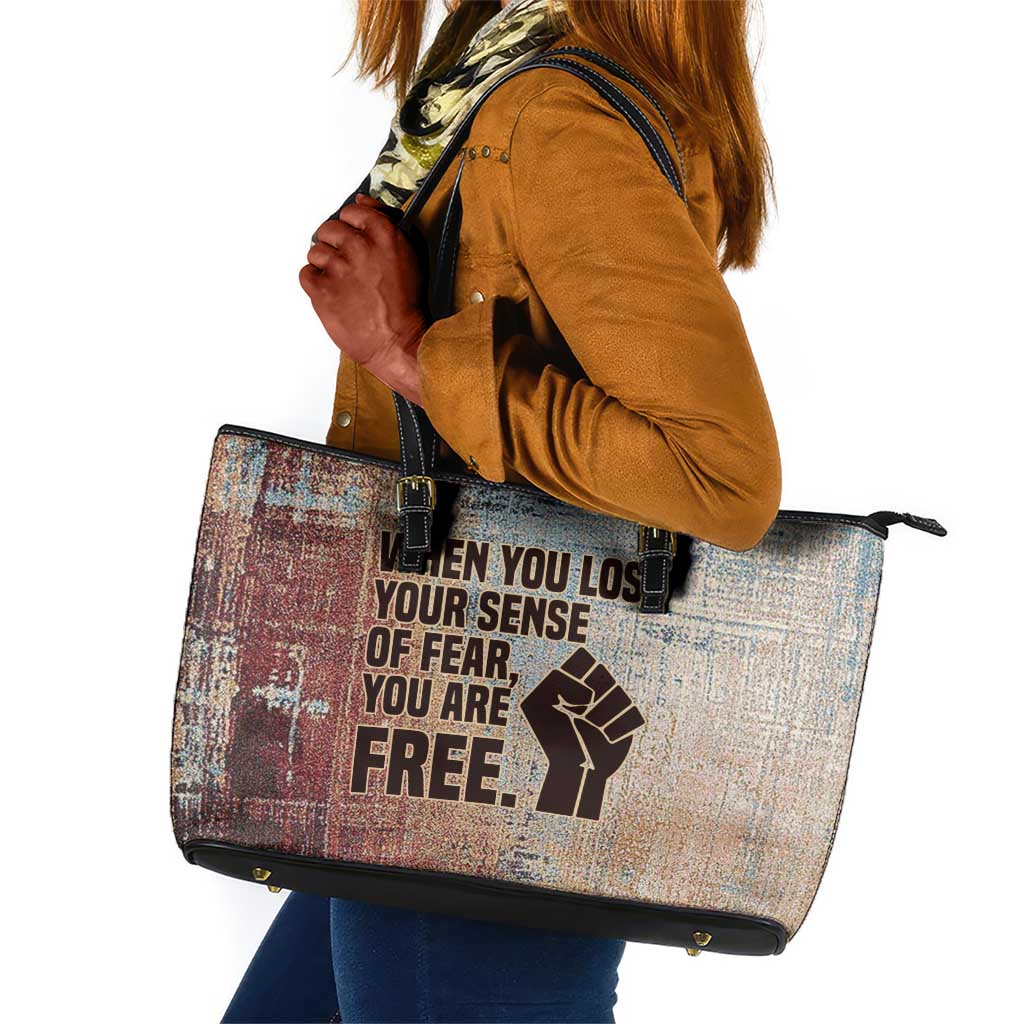 John Lewis Leather Tote Bag with Freedom Quote Graphic Civil Rights and Legacy Tribute - Wonder Print Shop