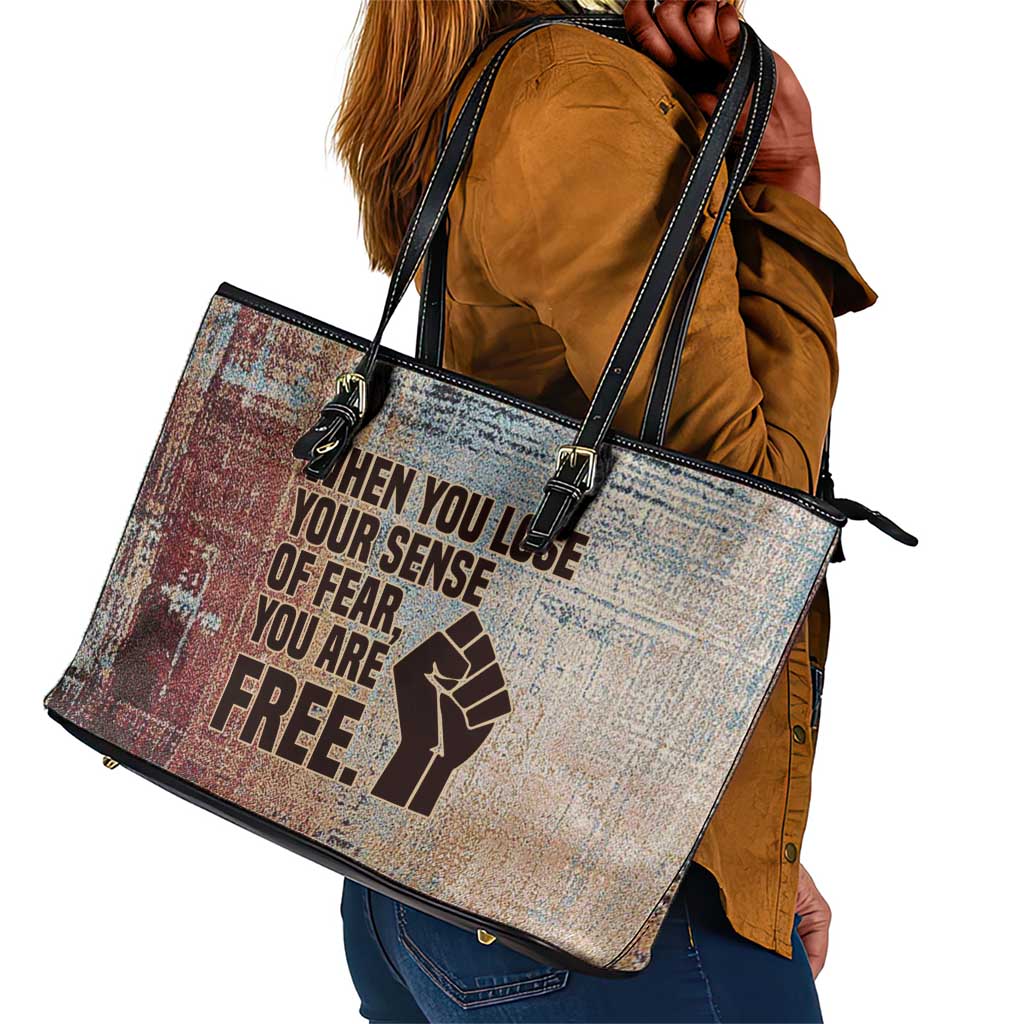 John Lewis Leather Tote Bag with Freedom Quote Graphic Civil Rights and Legacy Tribute - Wonder Print Shop