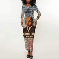 John Lewis Long Sleeve Bodycon Dress with Freedom Quote Graphic Civil Rights and Legacy Tribute - Wonder Print Shop