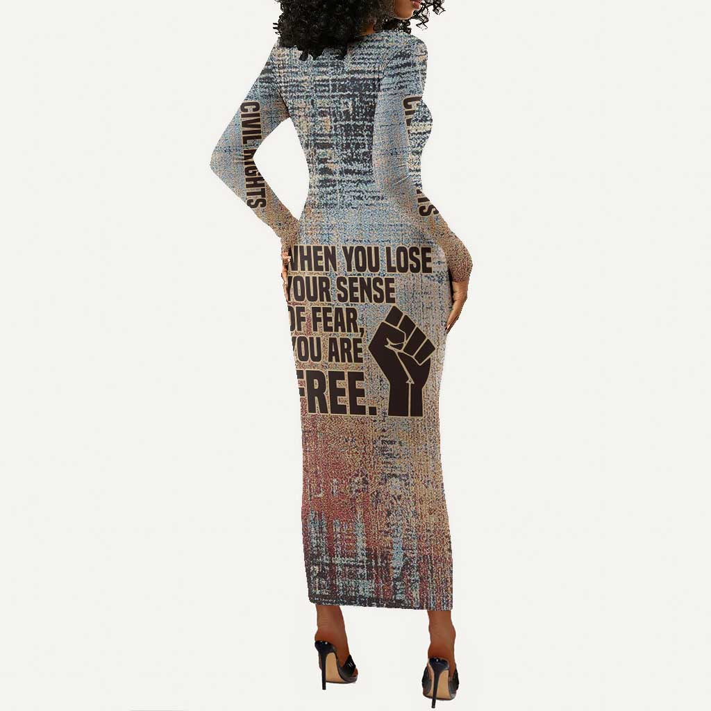 John Lewis Long Sleeve Bodycon Dress with Freedom Quote Graphic Civil Rights and Legacy Tribute - Wonder Print Shop