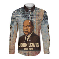 John Lewis Long Sleeve Button Shirt with Freedom Quote Graphic Civil Rights and Legacy Tribute - Wonder Print Shop