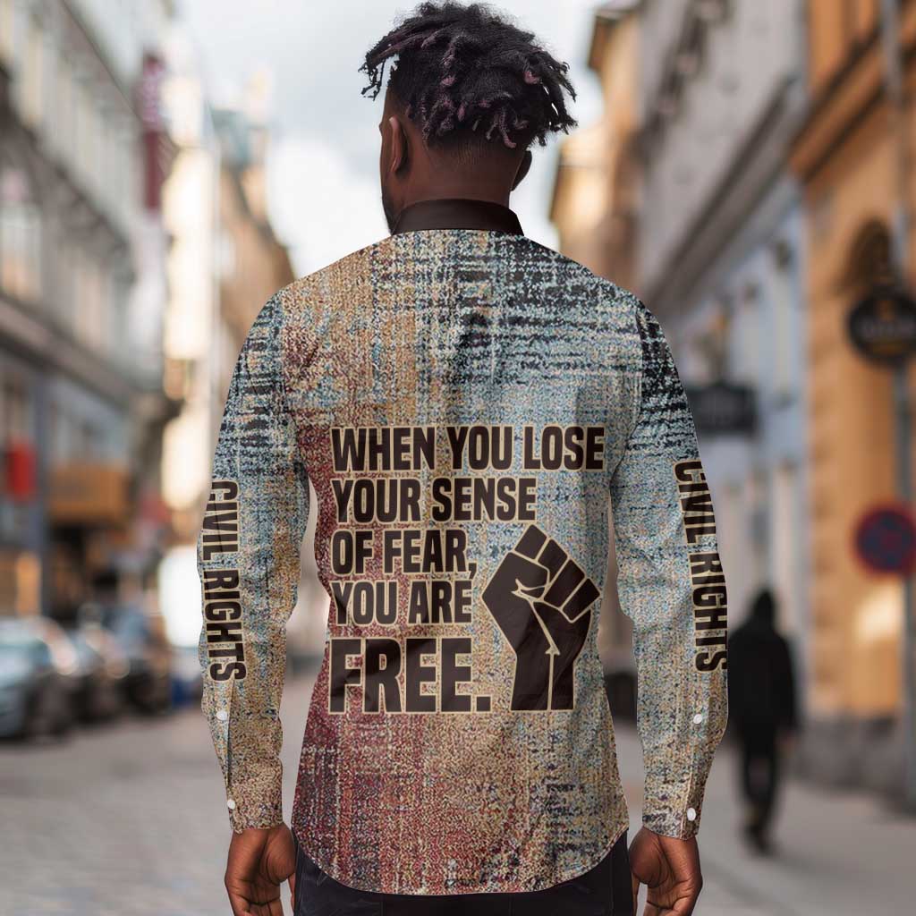 John Lewis Long Sleeve Button Shirt with Freedom Quote Graphic Civil Rights and Legacy Tribute - Wonder Print Shop