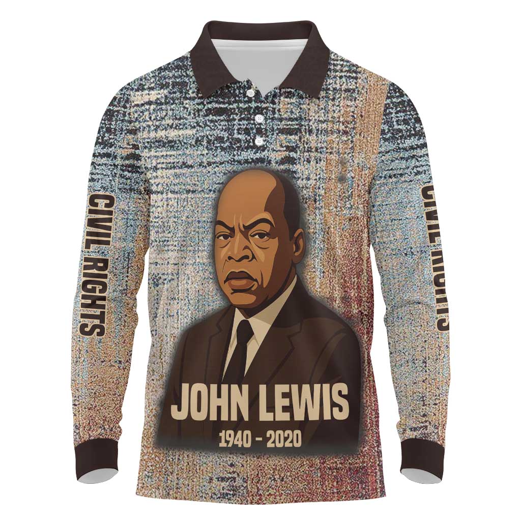 John Lewis Long Sleeve Polo Shirt with Freedom Quote Graphic Civil Rights and Legacy Tribute - Wonder Print Shop