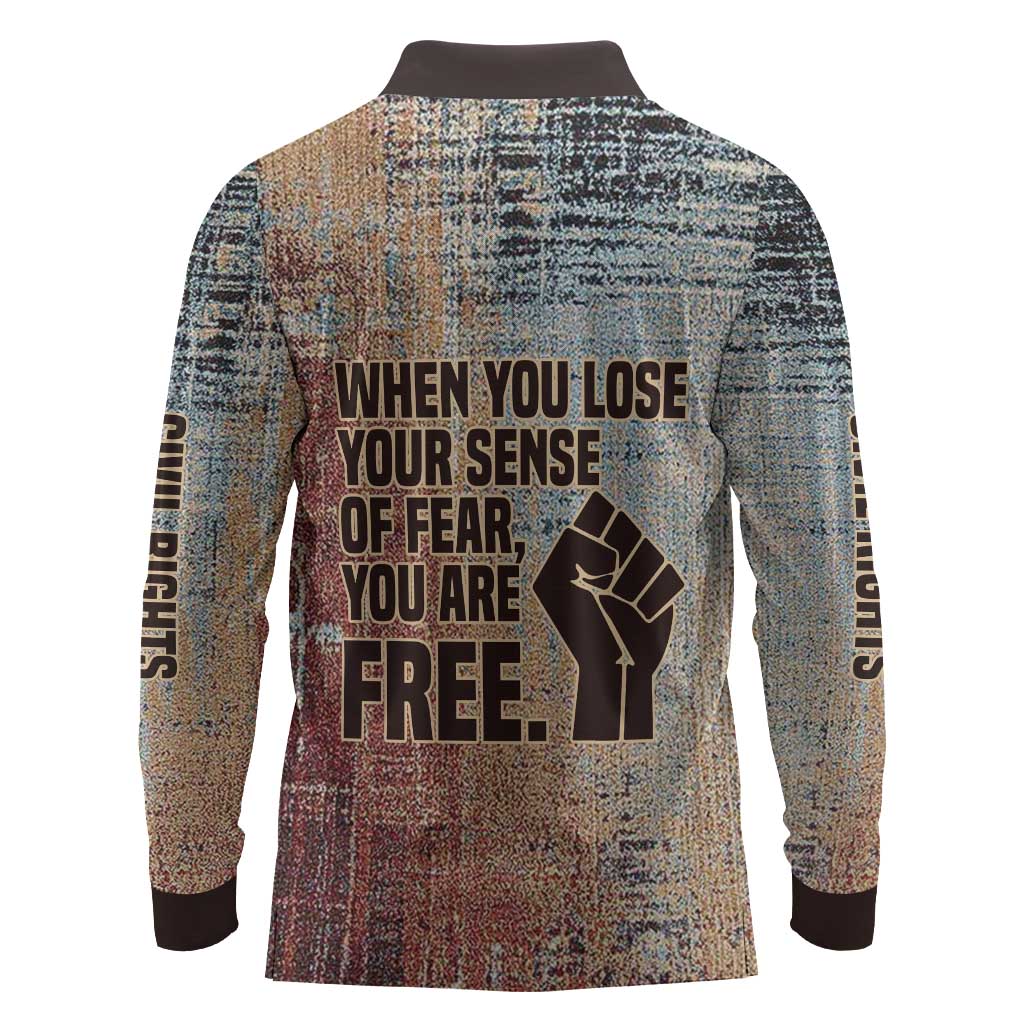 John Lewis Long Sleeve Polo Shirt with Freedom Quote Graphic Civil Rights and Legacy Tribute - Wonder Print Shop