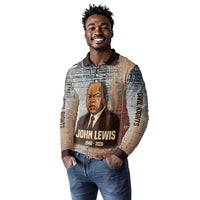 John Lewis Long Sleeve Polo Shirt with Freedom Quote Graphic Civil Rights and Legacy Tribute - Wonder Print Shop