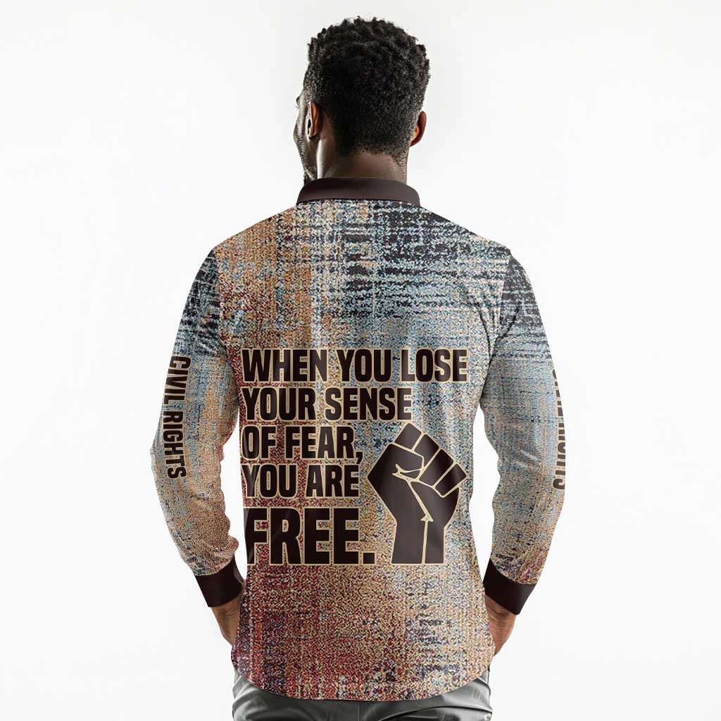 John Lewis Long Sleeve Polo Shirt with Freedom Quote Graphic Civil Rights and Legacy Tribute - Wonder Print Shop