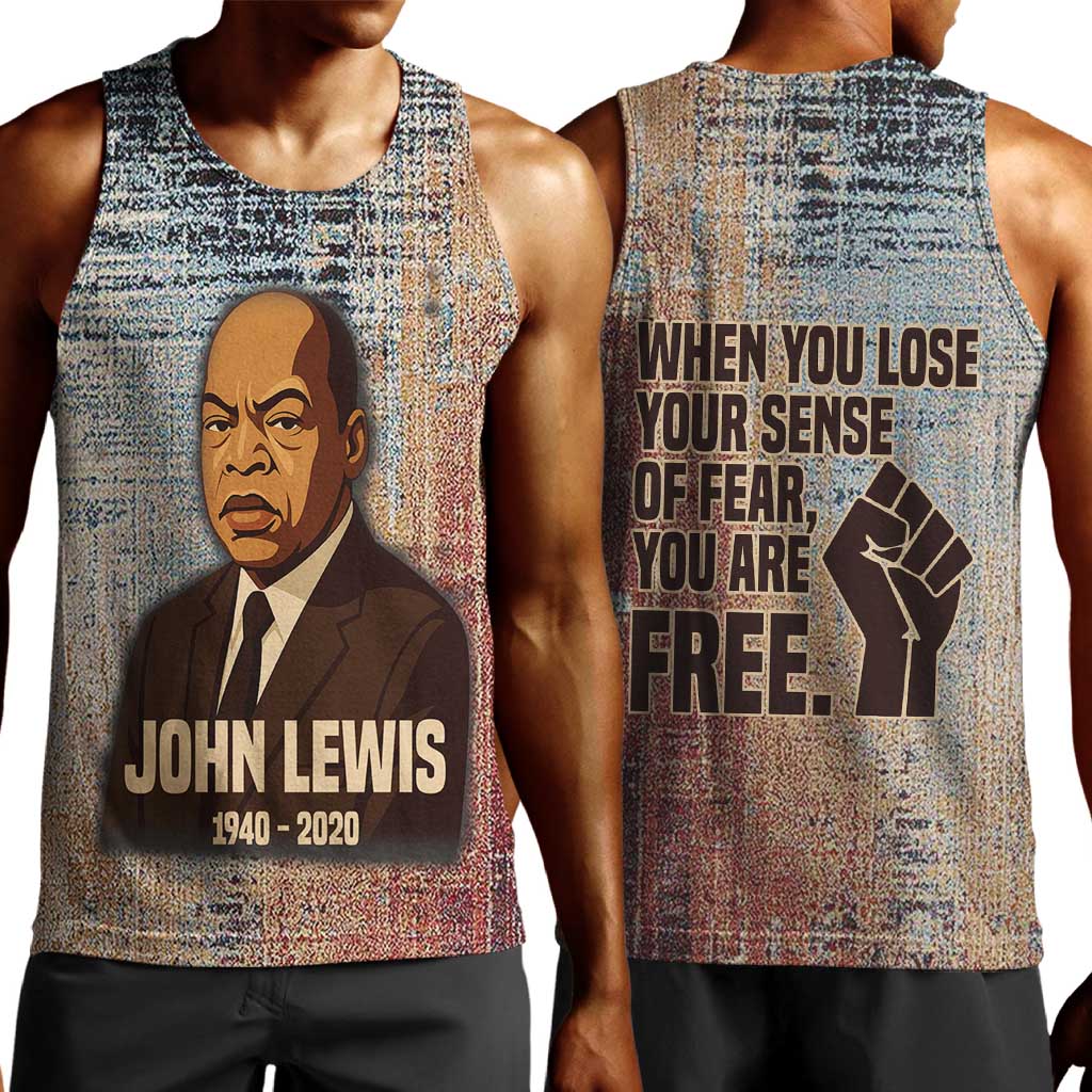 John Lewis Men Tank Top with Freedom Quote Graphic Civil Rights and Legacy Tribute - Wonder Print Shop