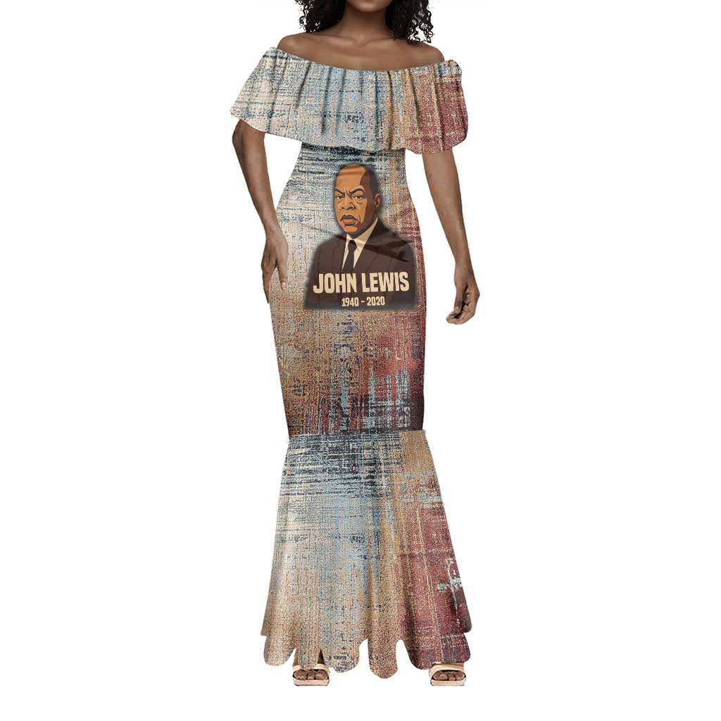 John Lewis Mermaid Dress with Freedom Quote Graphic Civil Rights and Legacy Tribute - Wonder Print Shop