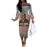 John Lewis Off The Shoulder Long Sleeve Dress with Freedom Quote Graphic Civil Rights and Legacy Tribute - Wonder Print Shop