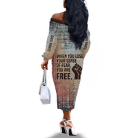 John Lewis Off The Shoulder Long Sleeve Dress with Freedom Quote Graphic Civil Rights and Legacy Tribute - Wonder Print Shop