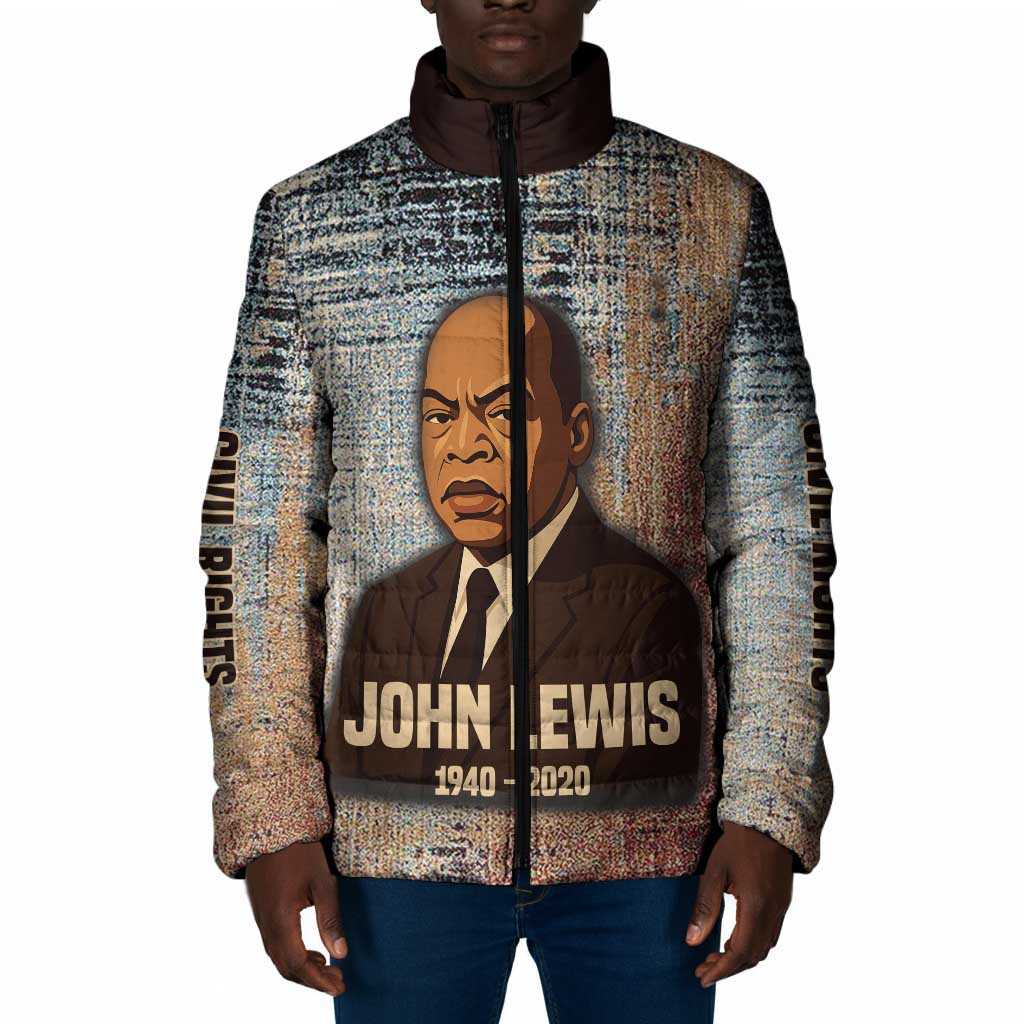 John Lewis Padded Jacket with Freedom Quote Graphic Civil Rights and Legacy Tribute - Wonder Print Shop