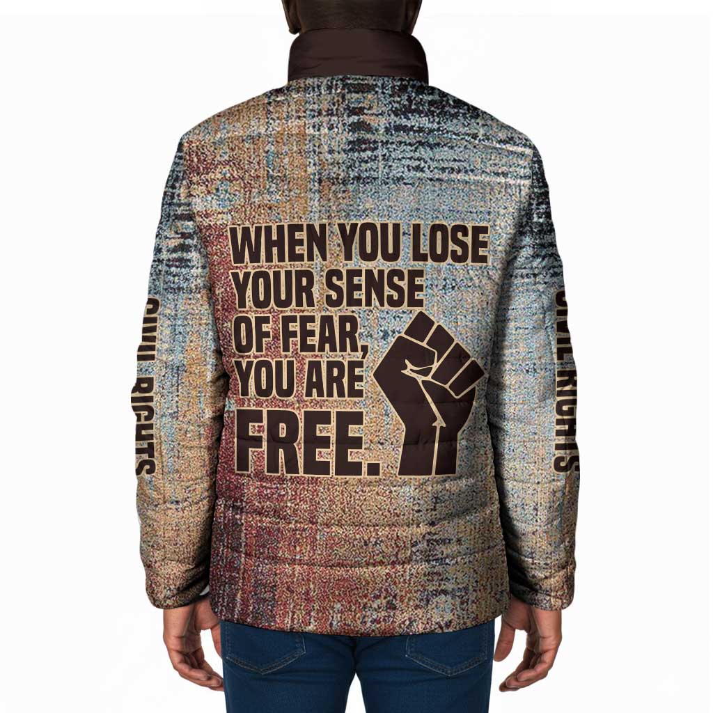 John Lewis Padded Jacket with Freedom Quote Graphic Civil Rights and Legacy Tribute - Wonder Print Shop