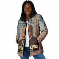 John Lewis Padded Jacket with Freedom Quote Graphic Civil Rights and Legacy Tribute - Wonder Print Shop