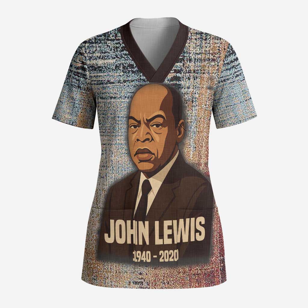 John Lewis Scrub Top with Freedom Quote Graphic Civil Rights and Legacy Tribute - Wonder Print Shop