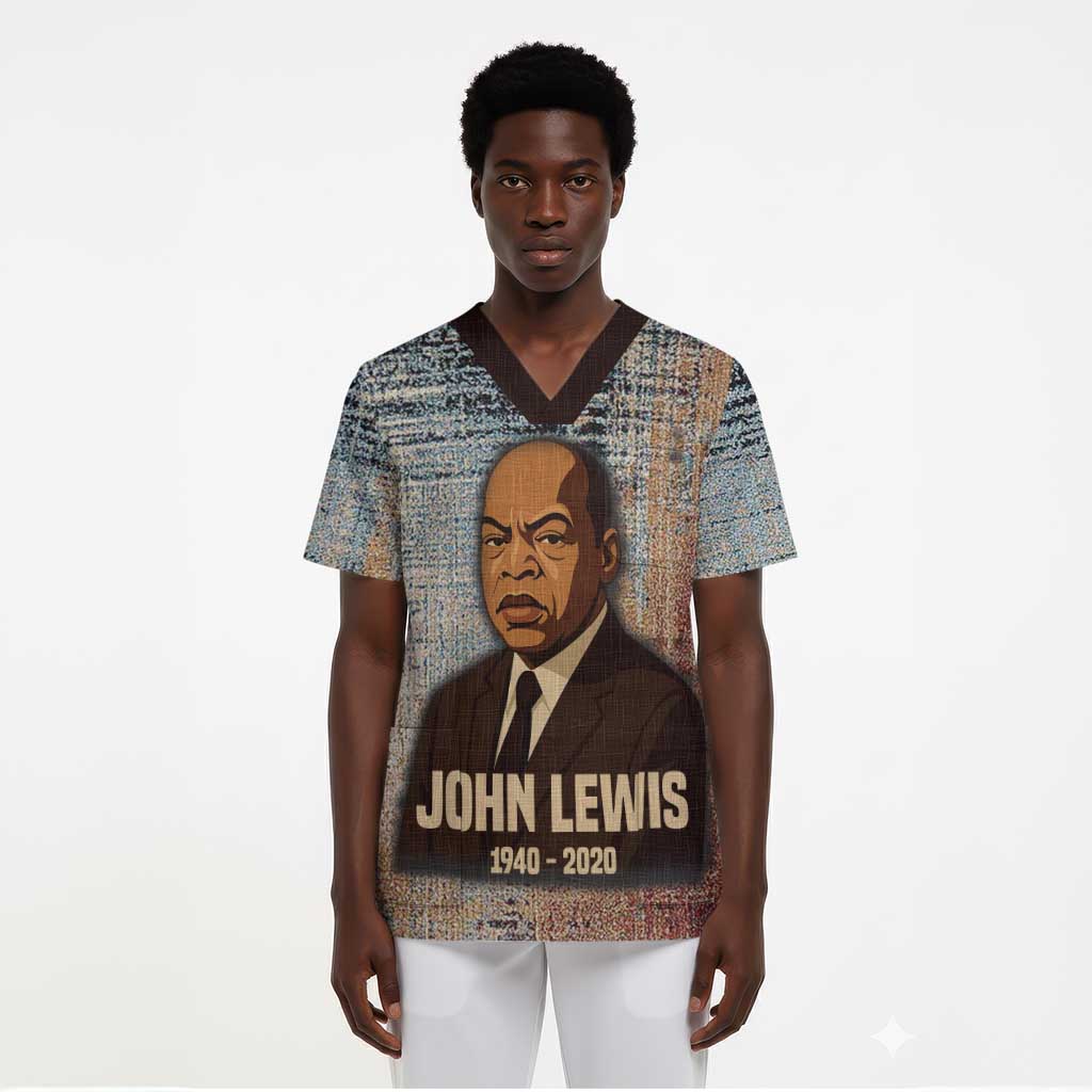 John Lewis Scrub Top with Freedom Quote Graphic Civil Rights and Legacy Tribute - Wonder Print Shop