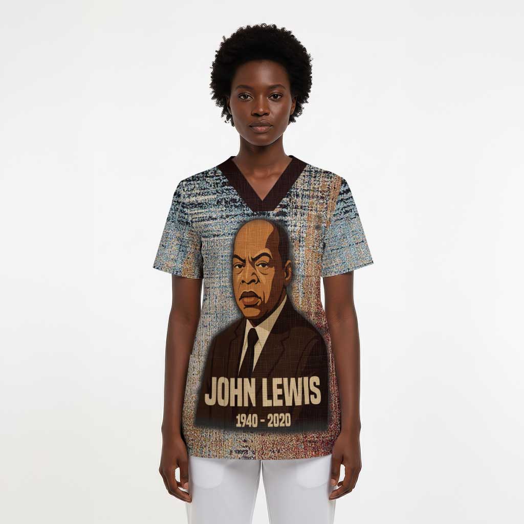 John Lewis Scrub Top with Freedom Quote Graphic Civil Rights and Legacy Tribute - Wonder Print Shop