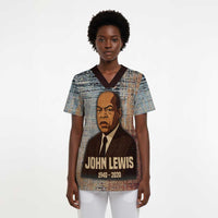 John Lewis Scrub Top with Freedom Quote Graphic Civil Rights and Legacy Tribute - Wonder Print Shop