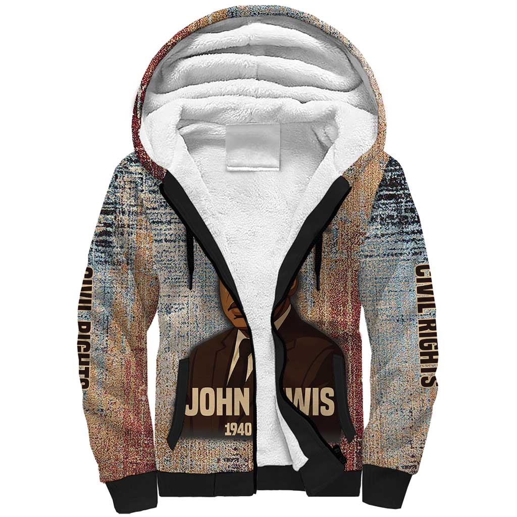 John Lewis Sherpa Hoodie with Freedom Quote Graphic Civil Rights and Legacy Tribute - Wonder Print Shop