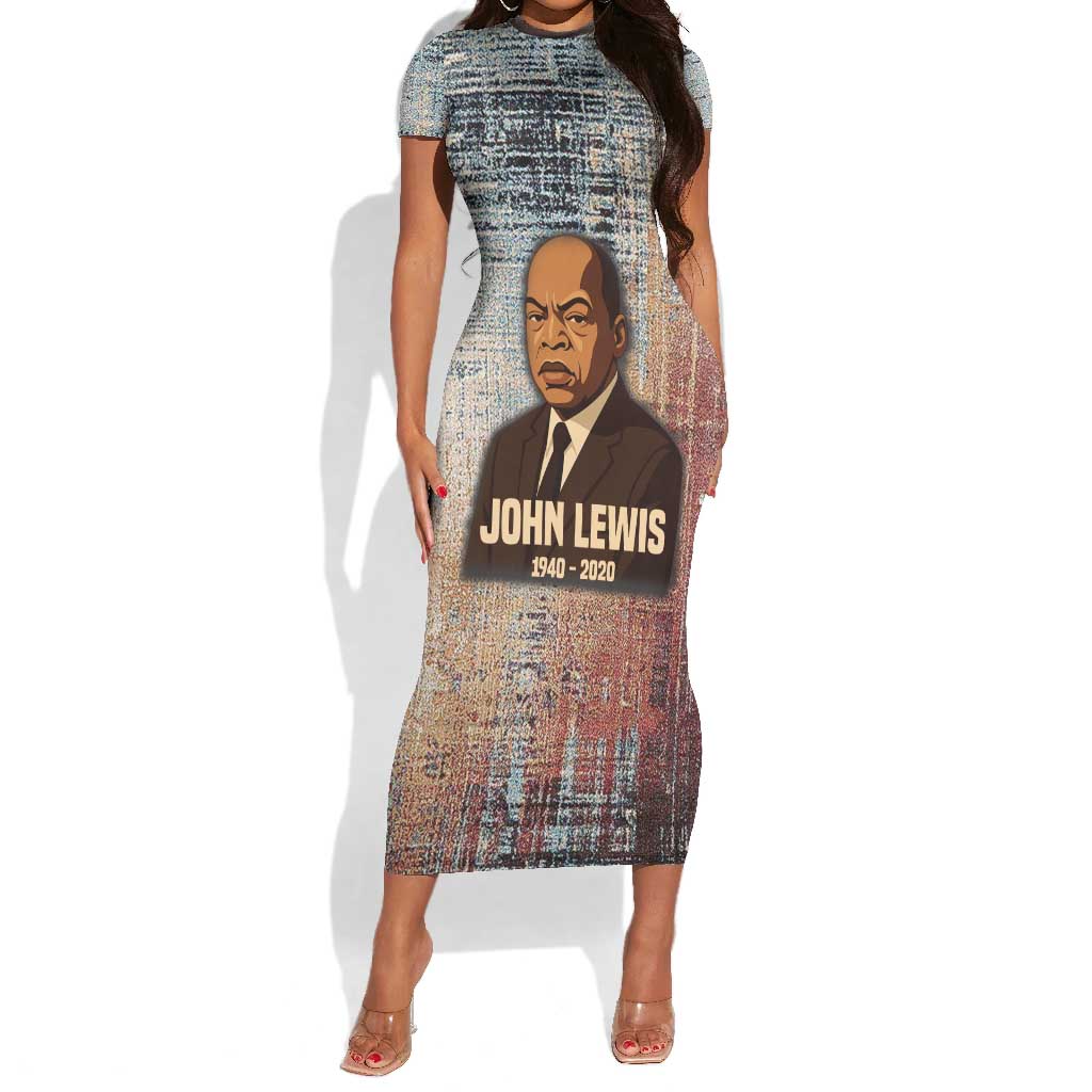 John Lewis Short Sleeve Bodycon Dress with Freedom Quote Graphic Civil Rights and Legacy Tribute - Wonder Print Shop