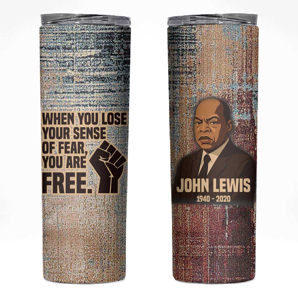 John Lewis Skinny Tumbler with Freedom Quote Graphic Civil Rights and Legacy Tribute - Wonder Print Shop