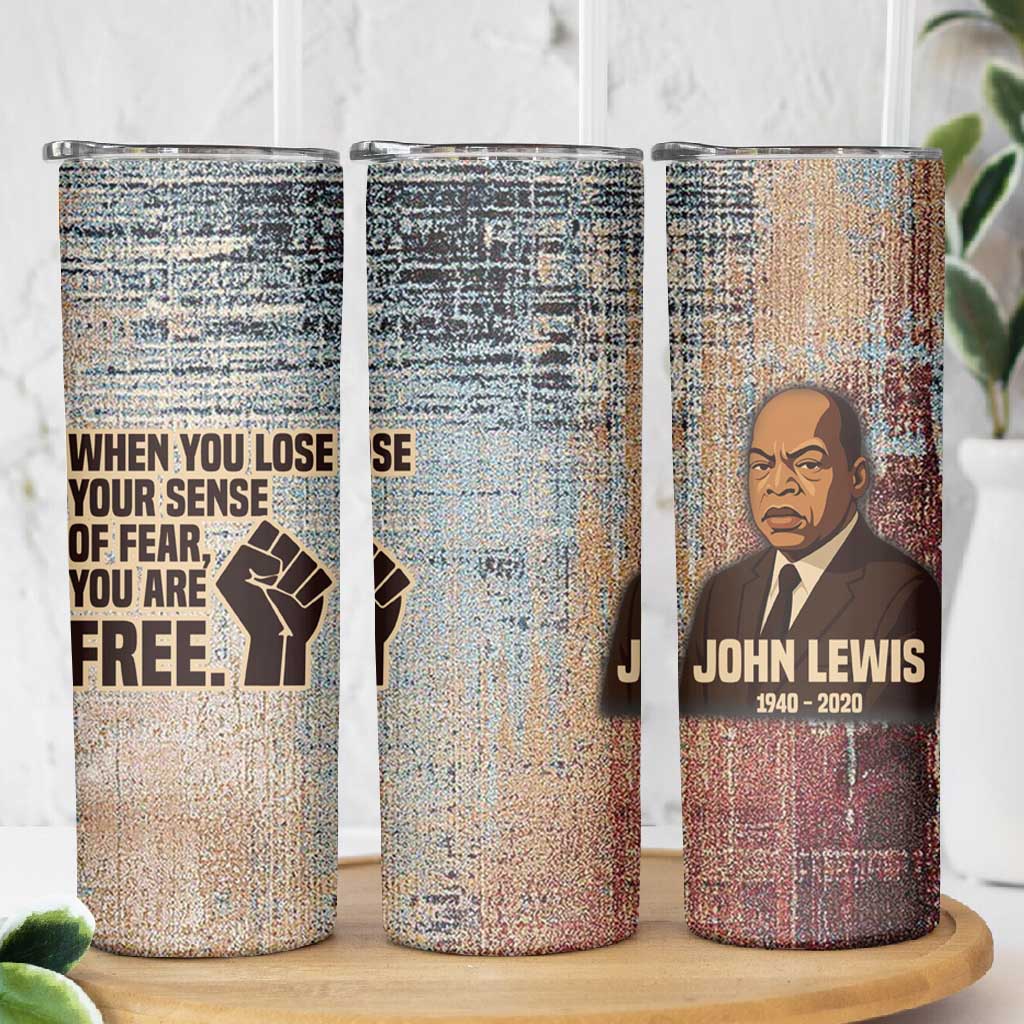 John Lewis Skinny Tumbler with Freedom Quote Graphic Civil Rights and Legacy Tribute - Wonder Print Shop