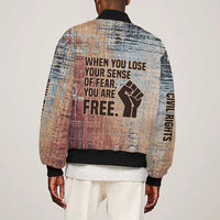 John Lewis Sleeve Zip Bomber Jacket with Freedom Quote Graphic Civil Rights and Legacy Tribute - Wonder Print Shop