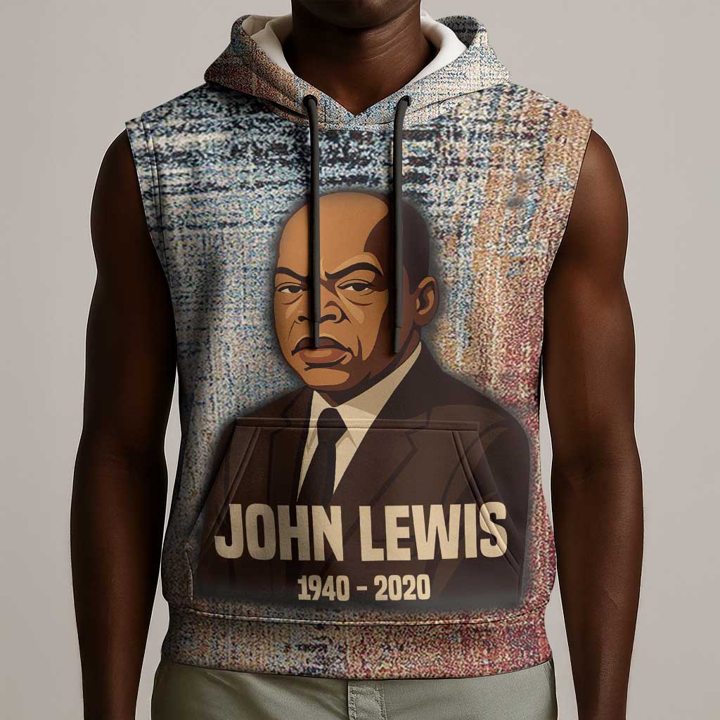 John Lewis Sleeveless Hoodie with Freedom Quote Graphic Civil Rights and Legacy Tribute - Wonder Print Shop