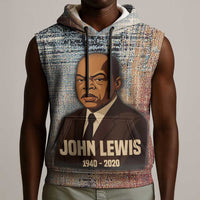 John Lewis Sleeveless Hoodie with Freedom Quote Graphic Civil Rights and Legacy Tribute - Wonder Print Shop